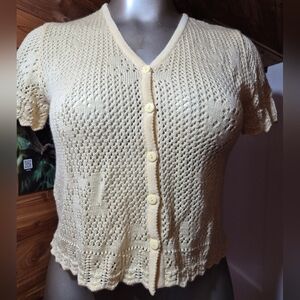 Alfred Dunner Light Yellow Knit Cardigan